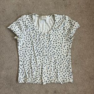 Tilly's Cream and Blue Floral Blouse